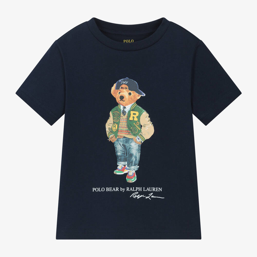 Ralph Lauren - Boys Navy Blue Cotton T-Shirt | Childrensalon