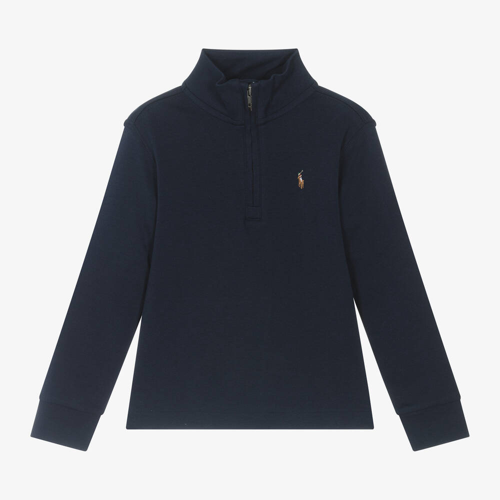 Ralph Lauren - Boys Navy Blue Cotton Top | Childrensalon