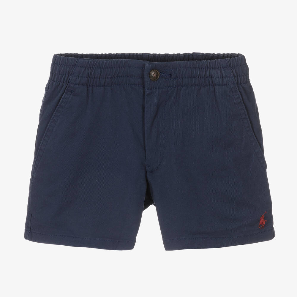 Ralph Lauren - Boys Navy Blue Cotton Twill Chino Shorts | Childrensalon