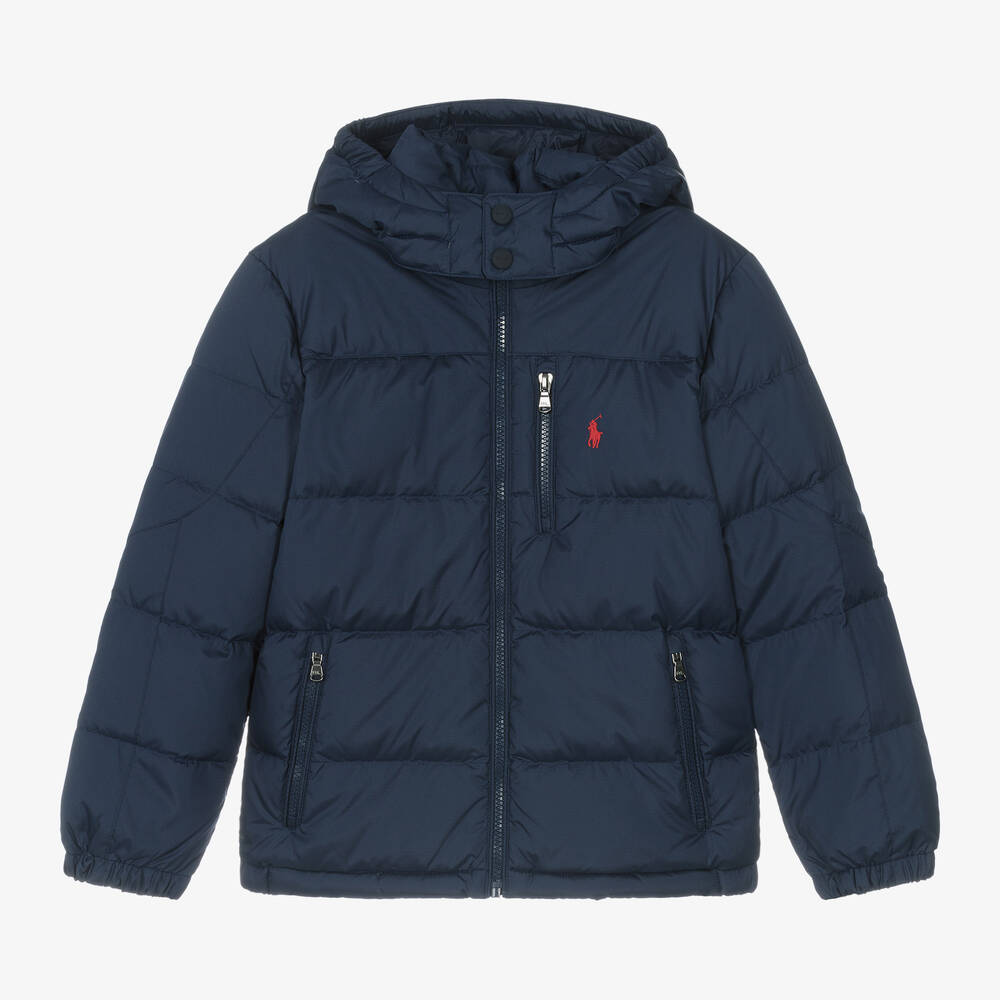 Ralph Lauren - Boys Navy Blue Down Puffer Jacket | Childrensalon