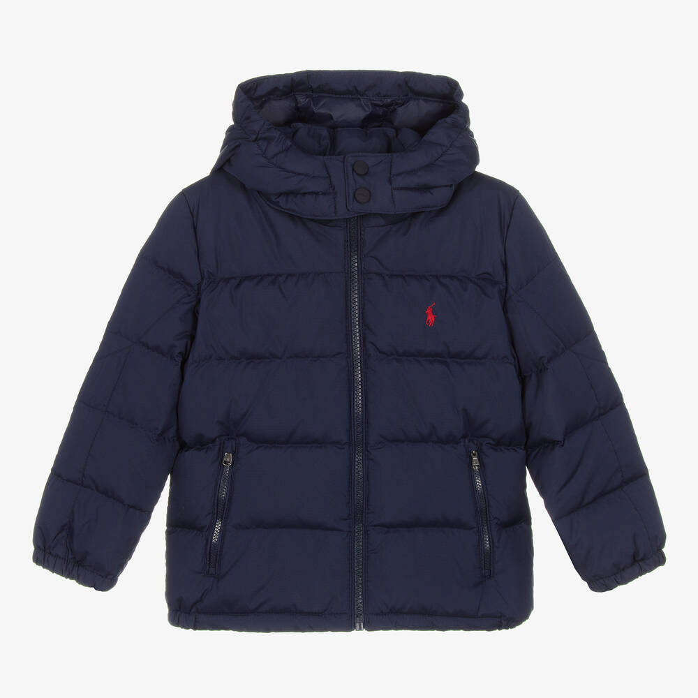 Ralph Lauren - Boys Navy Blue Down Puffer Jacket | Childrensalon