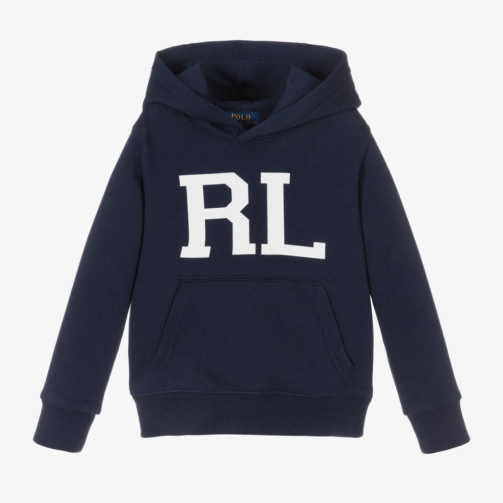 Polo Ralph Lauren - Boys Navy Blue RL Logo Hoodie | Childrensalon