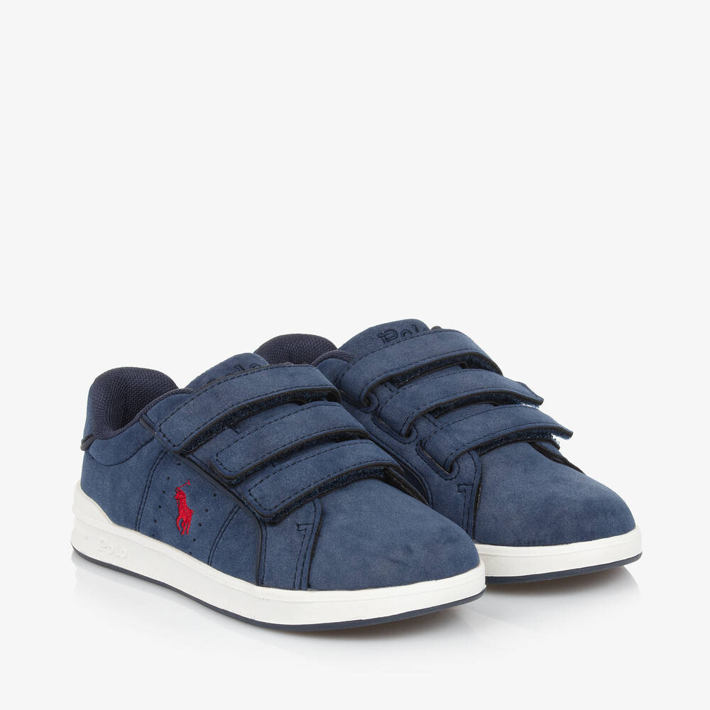 Ralph Lauren - Boys Navy Blue Velcro Trainers | Childrensalon