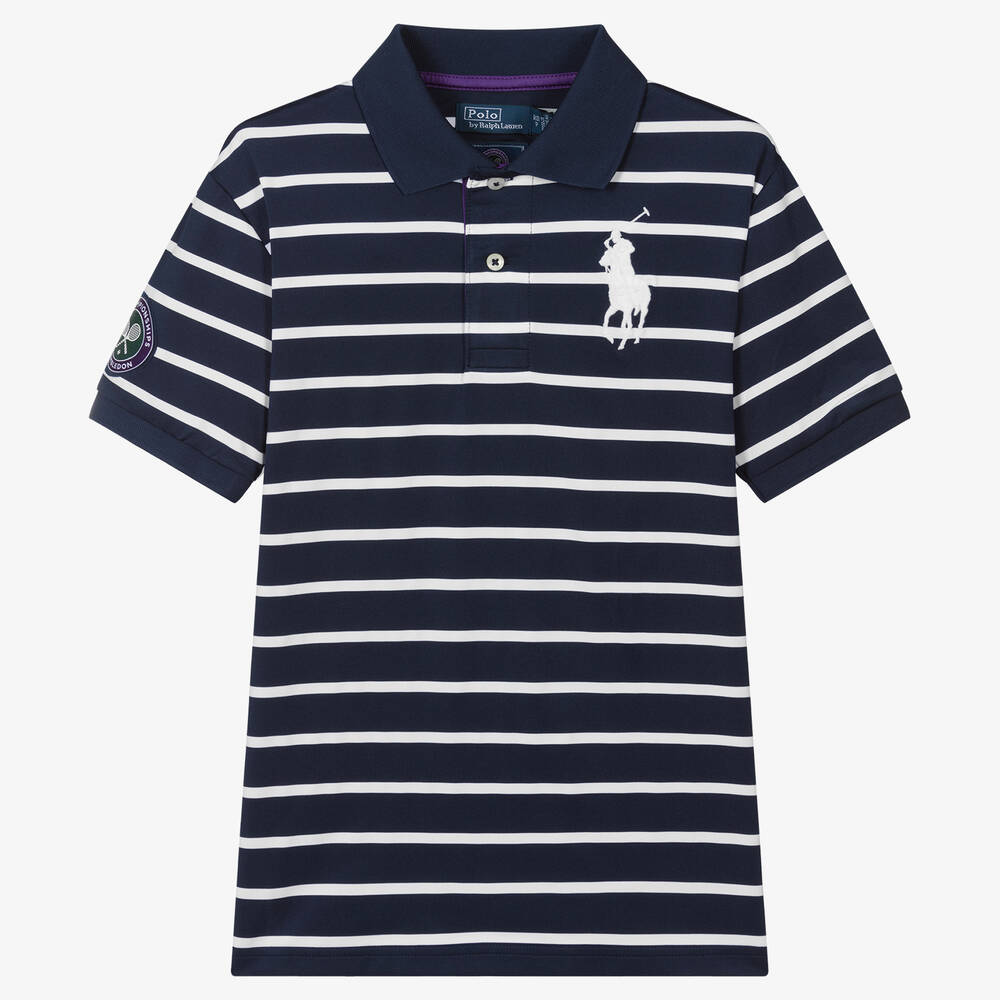 Polo Ralph Lauren - Boys Navy Blue & White Wimbledon Polo Shirt ...