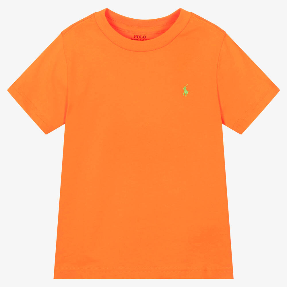 Polo Ralph Lauren - T-shirt orange en coton garçon | Childrensalon