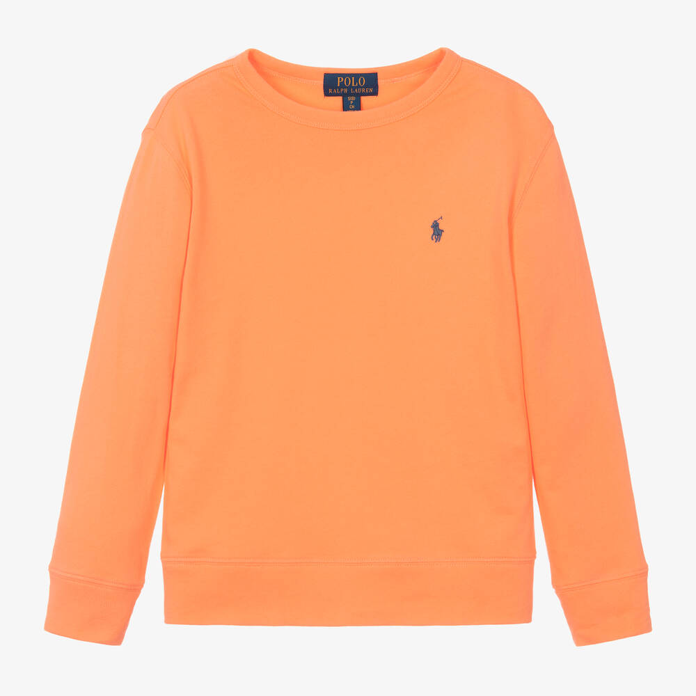 Ralph Lauren - Sweat-shirt orange en coton garçon | Childrensalon