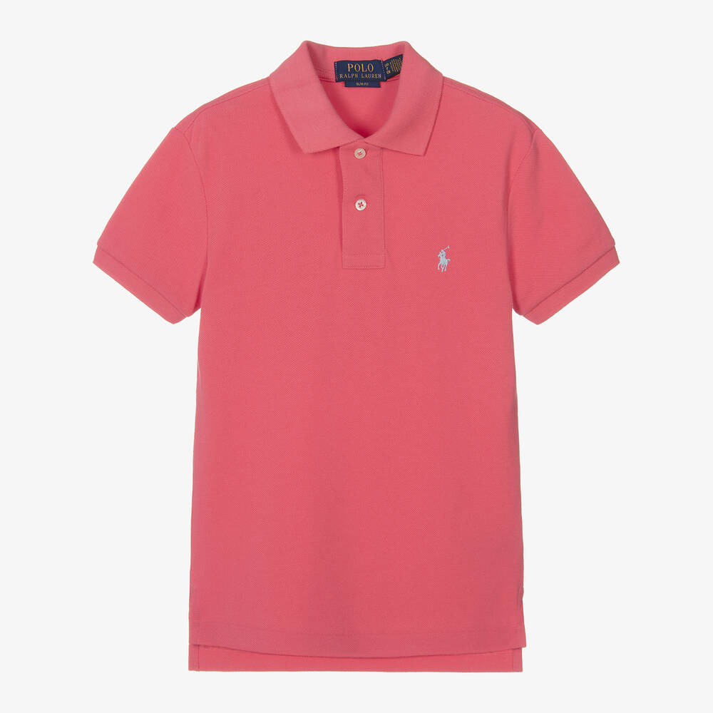 Ralph Lauren - Boys Pink Cotton Piqué Pony Polo Shirt | Childrensalon