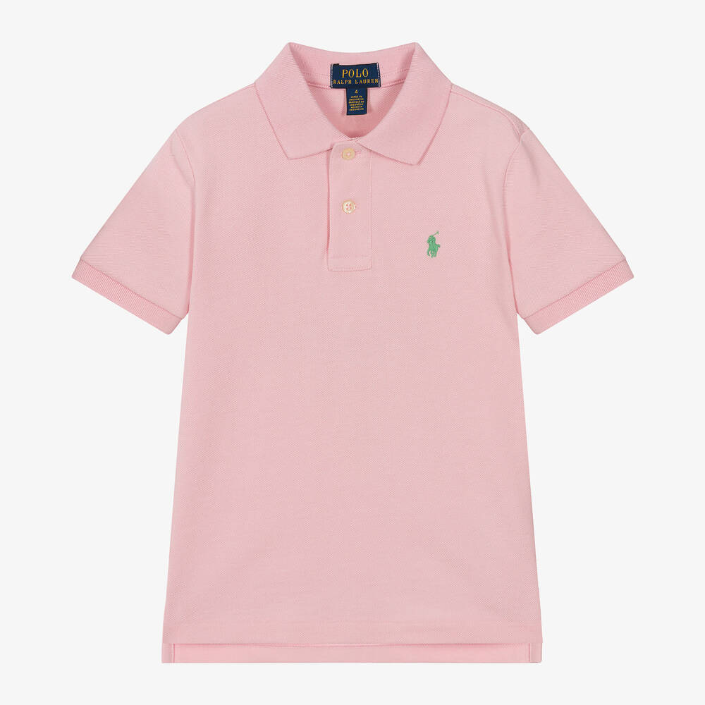 Ralph Lauren - Boys Pink Cotton Polo Shirt | Childrensalon