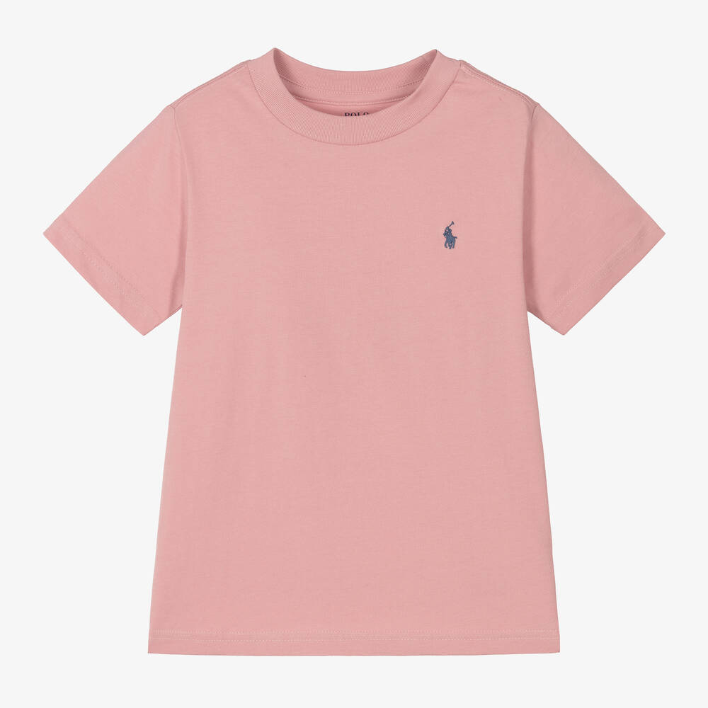 Ralph Lauren - Boys Pink Cotton T-Shirt | Childrensalon