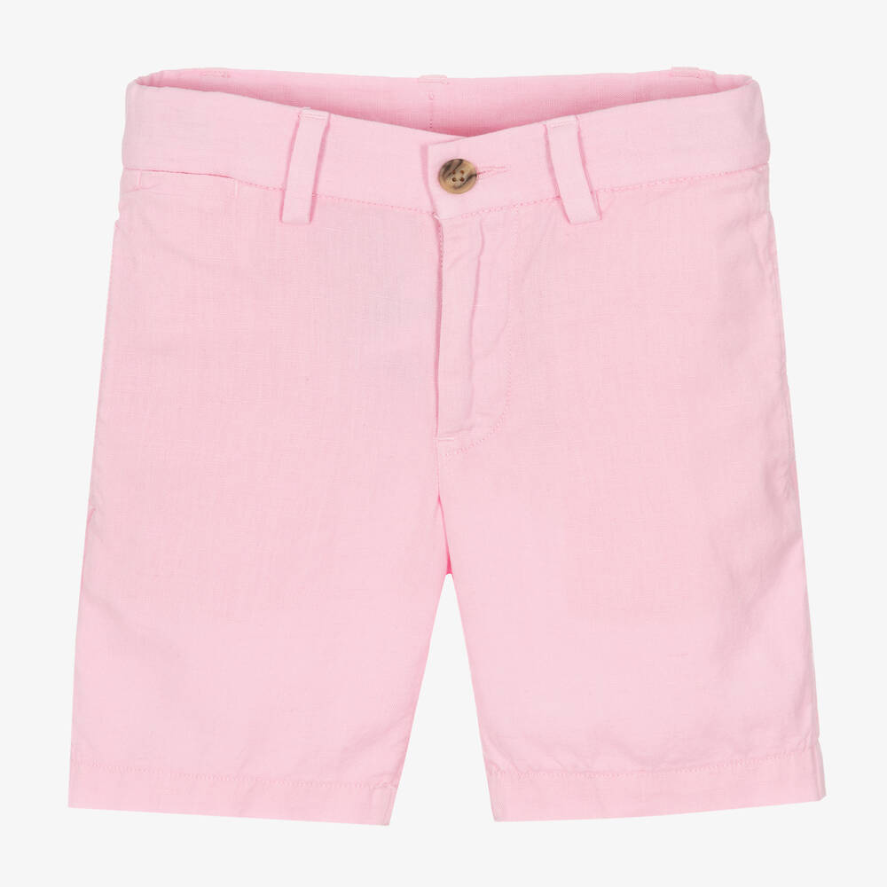 Ralph Lauren - Boys Pink Linen & Cotton Shorts | Childrensalon