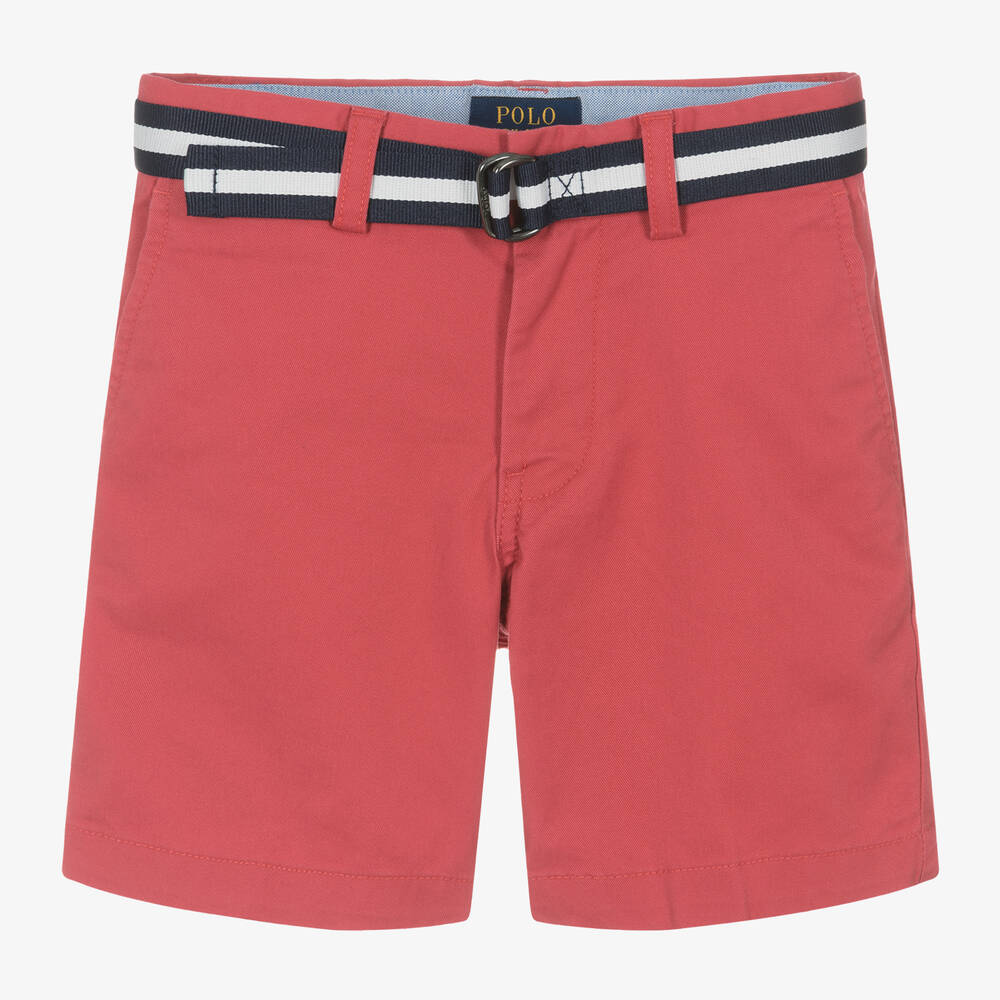 Ralph Lauren - Boys Red Cotton Chino Shorts | Childrensalon