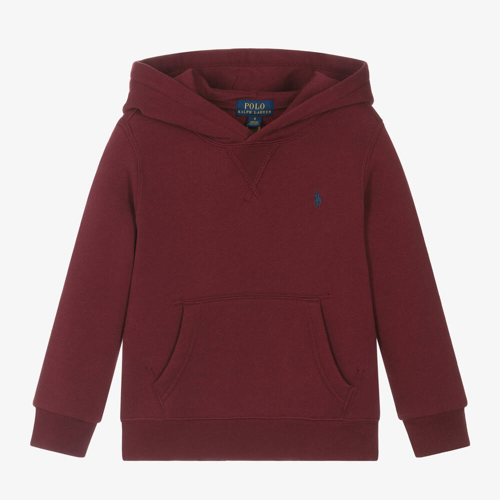 Ralph Lauren - Boys Red Cotton Hoodie | Childrensalon