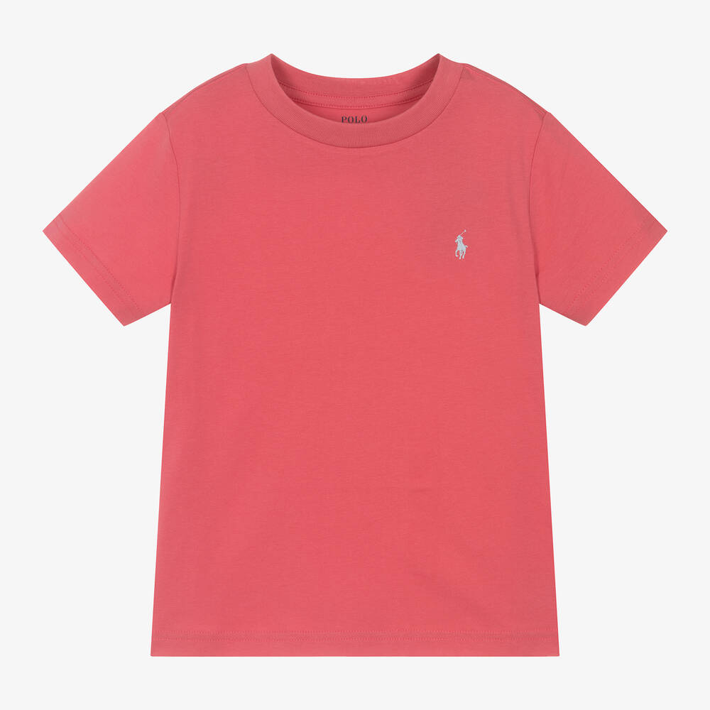 Ralph Lauren - Boys Red Cotton Jersey T-Shirt | Childrensalon