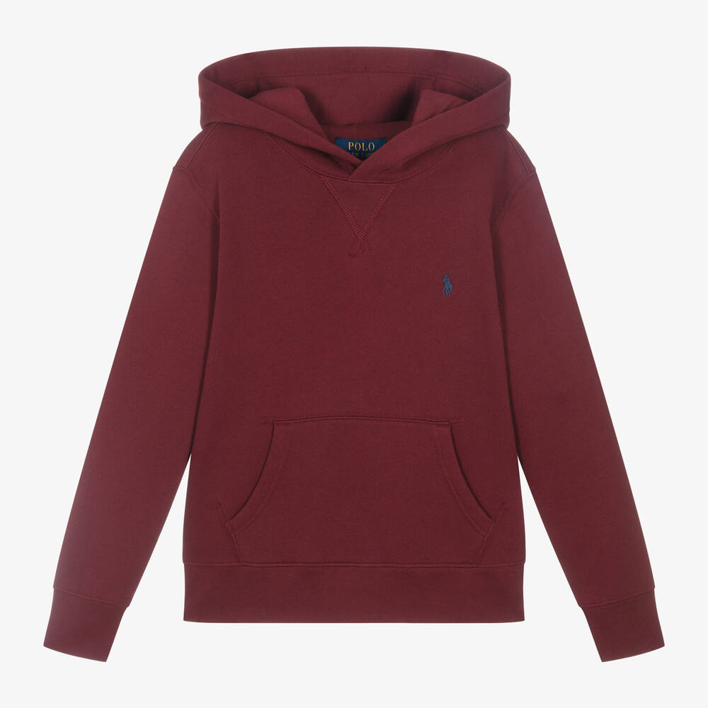 Ralph Lauren - Boys Red Cotton Pony Logo Hoodie | Childrensalon