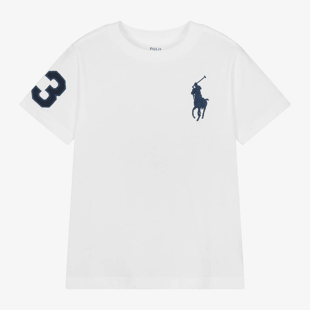 Ralph Lauren - Boys White Big Pony Cotton T-Shirt | Childrensalon