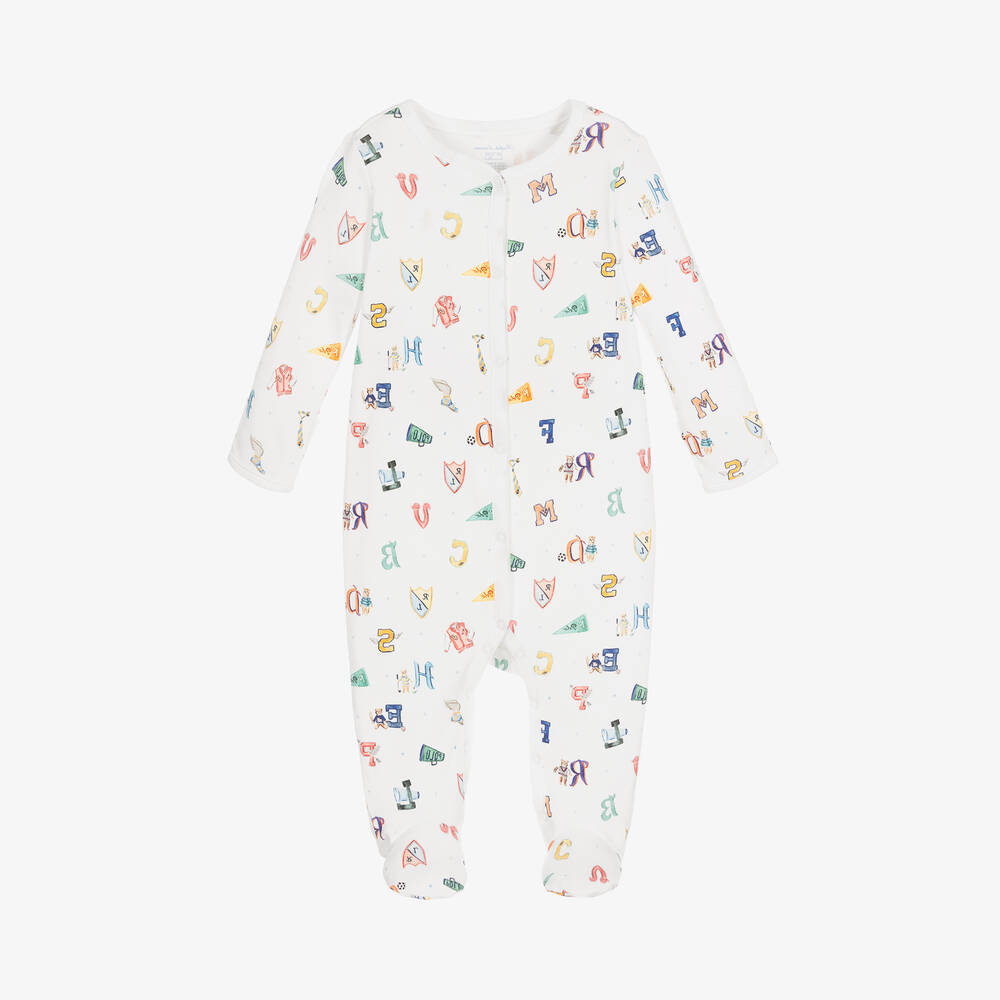 Ralph Lauren - Boys White Cotton Babygrow | Childrensalon