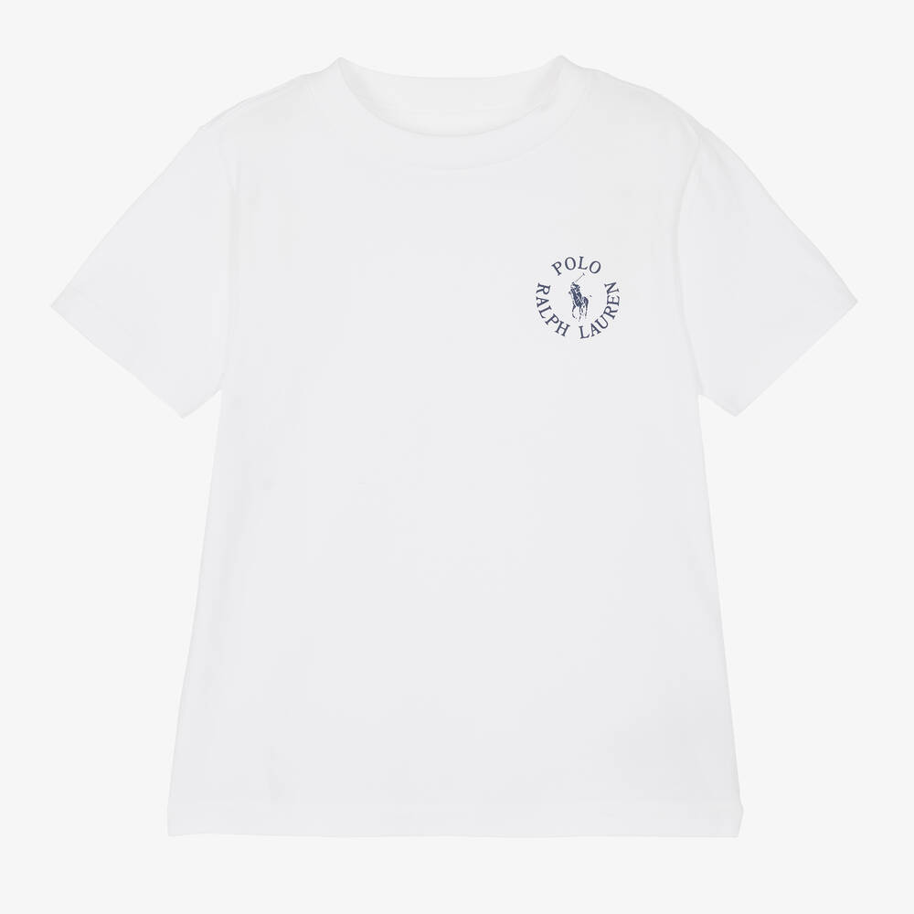 Ralph Lauren - Boys White Cotton Jersey T-Shirt | Childrensalon