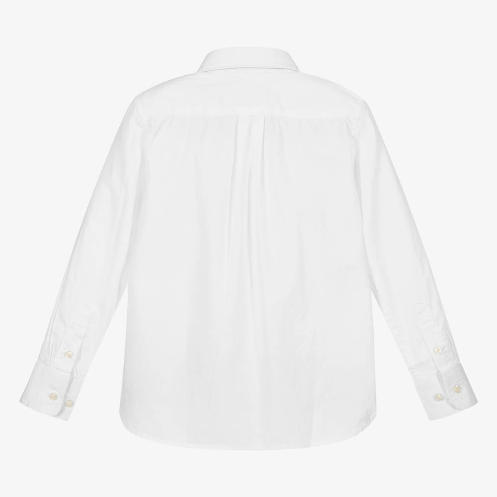 Polo Ralph Lauren - Boys White Cotton Logo Shirt | Childrensalon