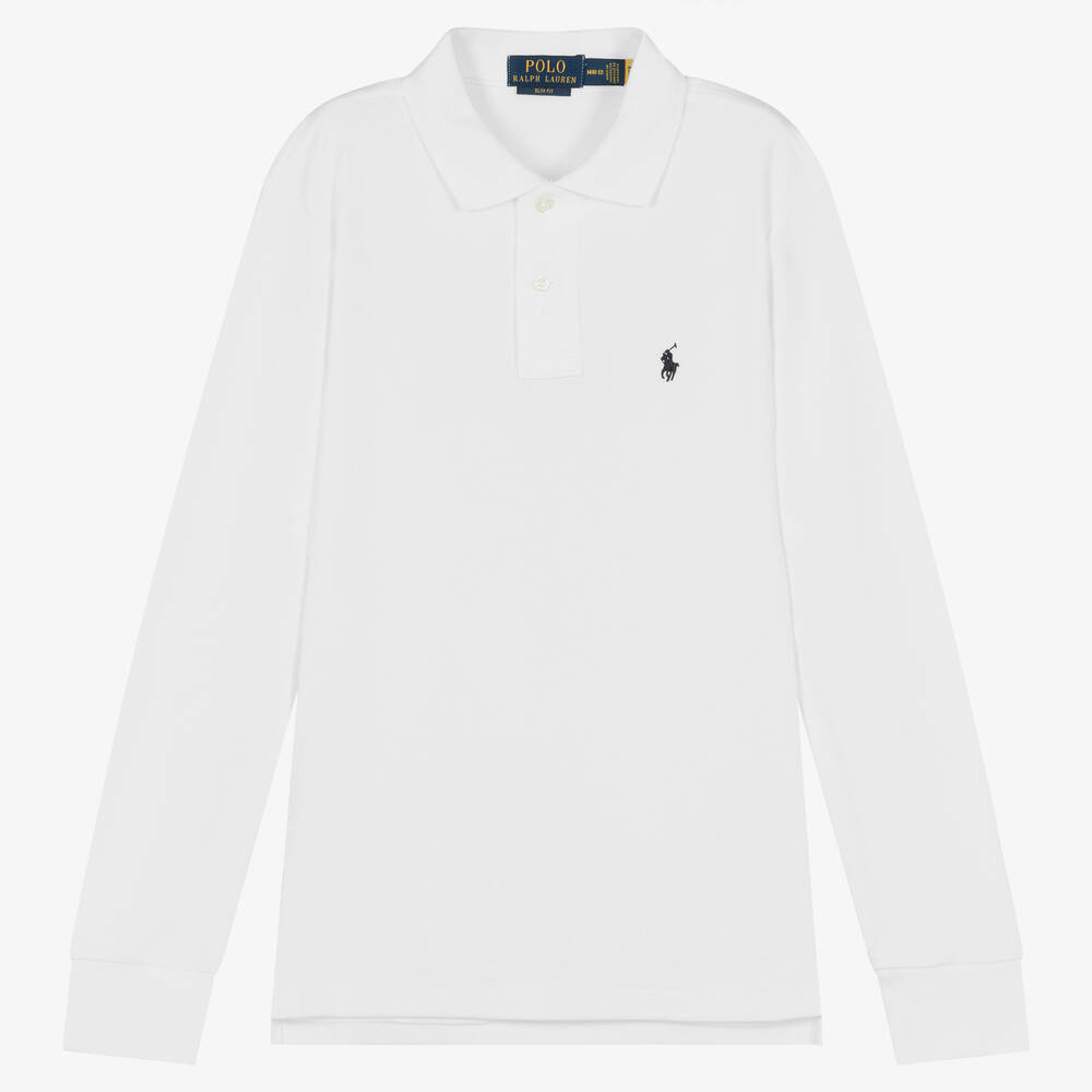 Ralph Lauren - Boys White Cotton Polo Shirt | Childrensalon