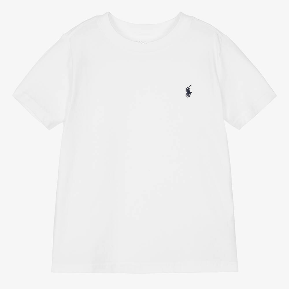 Ralph Lauren - T-shirt blanc en coton garçon | Childrensalon