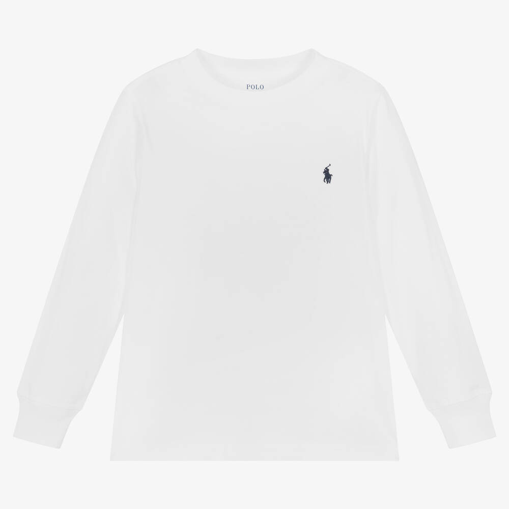 Ralph Lauren - T-shirt blanc en coton pour garçon | Childrensalon