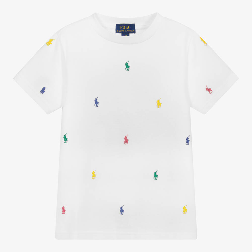 Polo Ralph Lauren - T-shirt blanc en piqué Garçon | Childrensalon