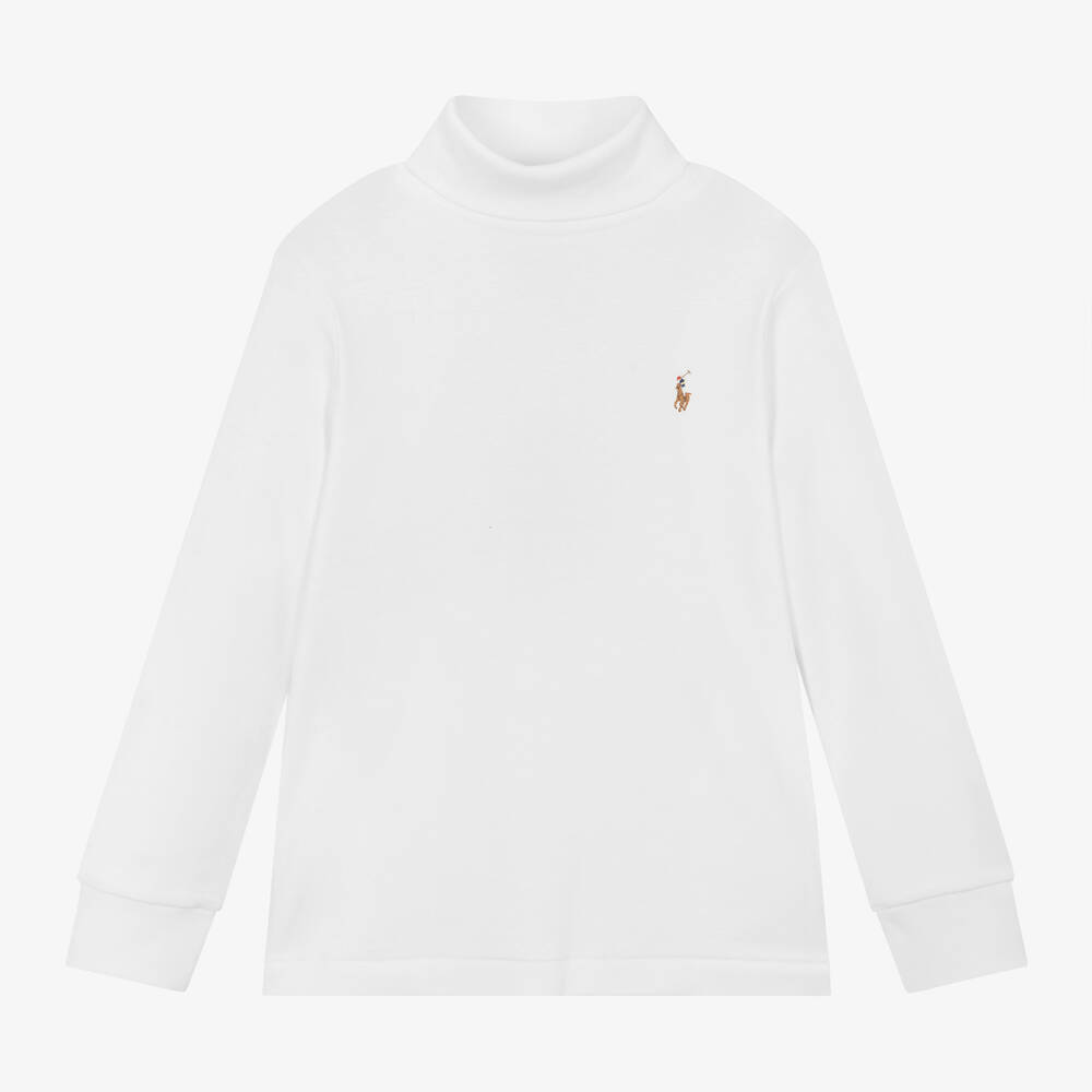 Ralph Lauren - Boys White Roll Neck Top | Childrensalon