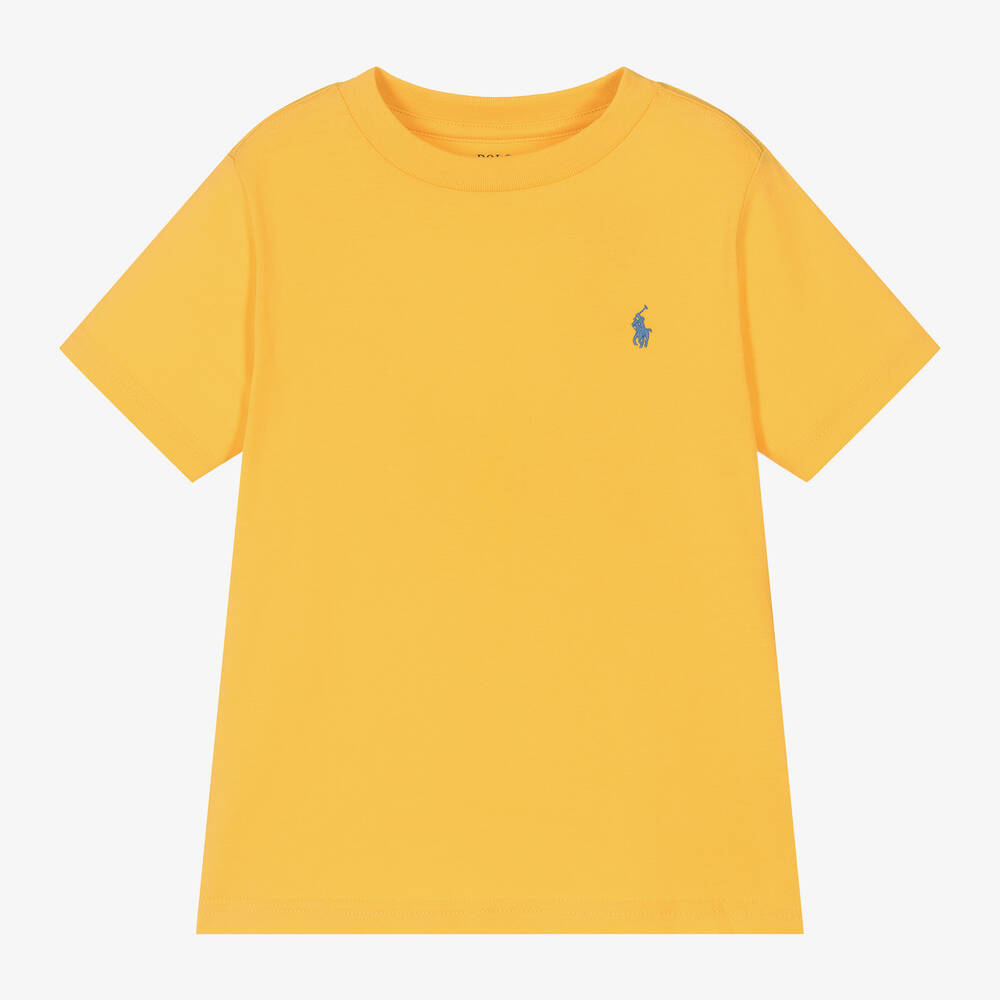 Ralph Lauren Kids' Boys Yellow Cotton Pony Logo T-shirt