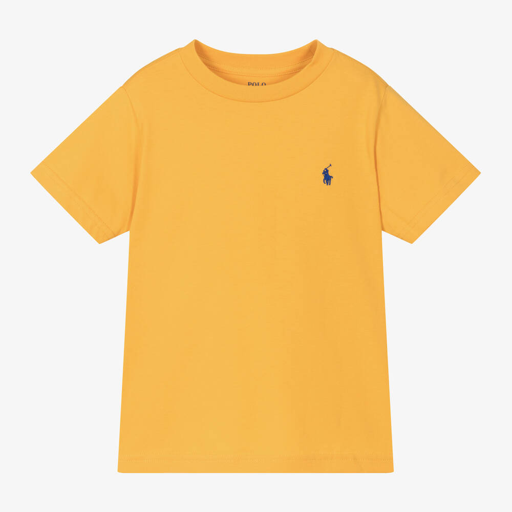 Ralph Lauren - Boys Yellow Cotton Pony Logo T-Shirt | Childrensalon