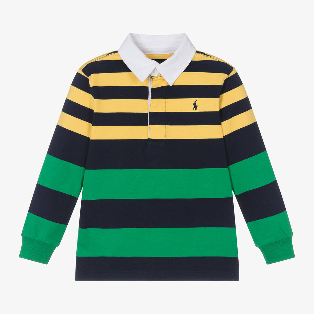 Ralph Lauren Babies' Boys Yellow & Green Stripe Rugby Shirt