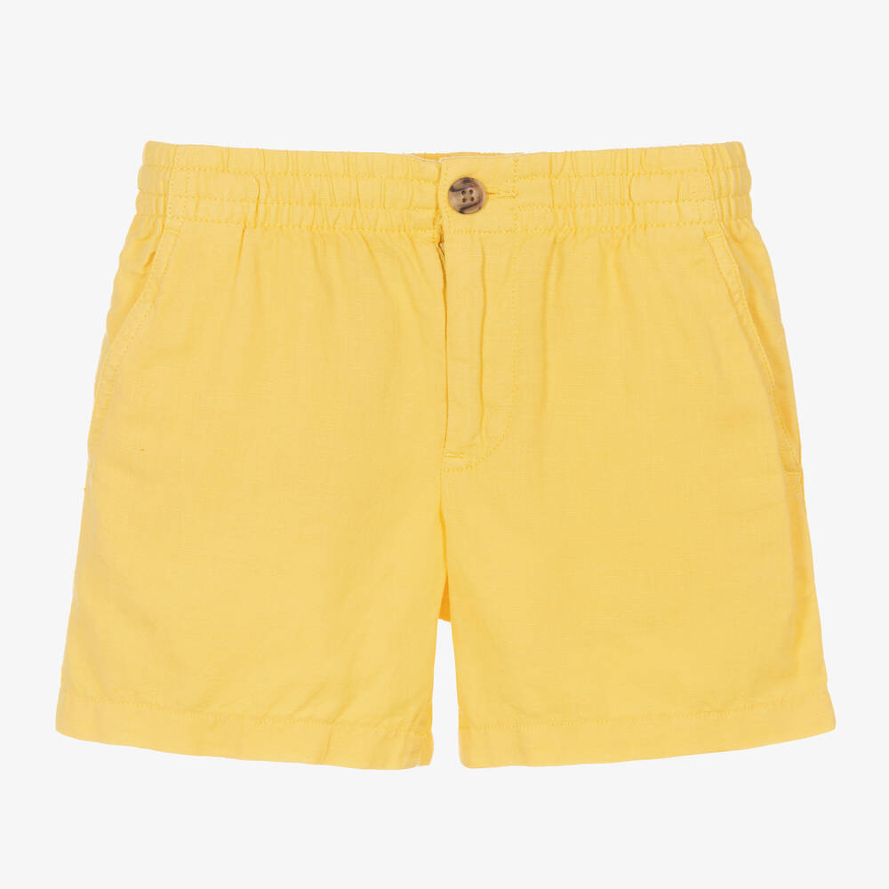 Ralph Lauren - Boys Yellow Linen & Cotton Shorts | Childrensalon