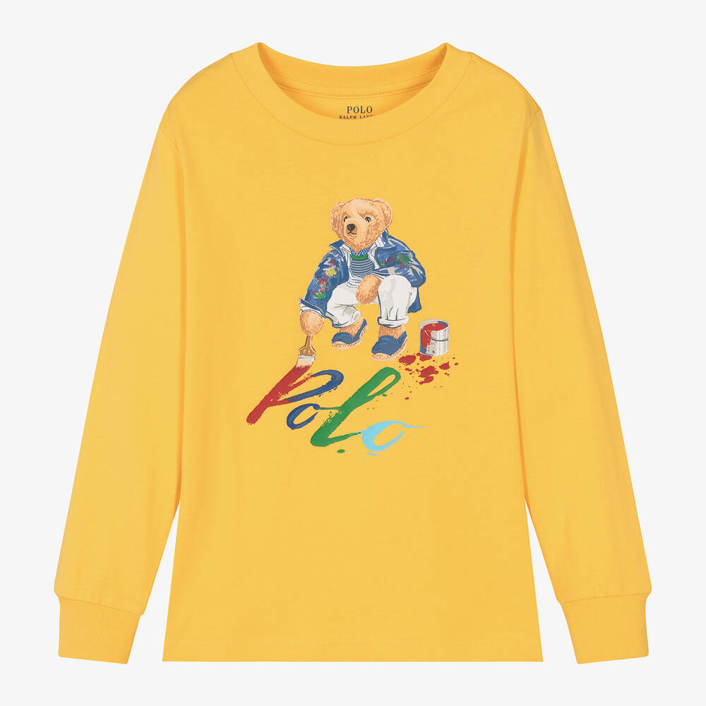 Ralph Lauren - Boys Yellow Polo Bear Cotton Top | Childrensalon