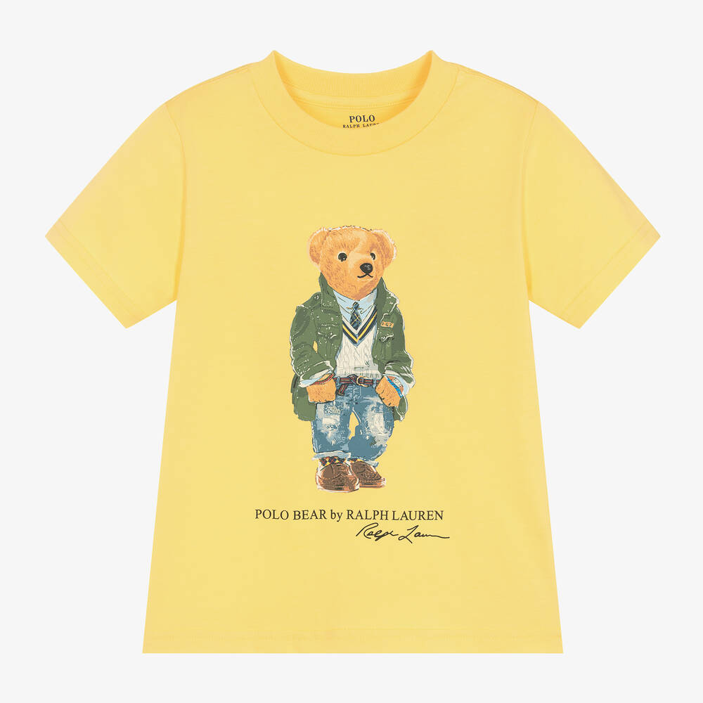 Ralph Lauren - Boys Yellow Polo Bear T-Shirt | Childrensalon