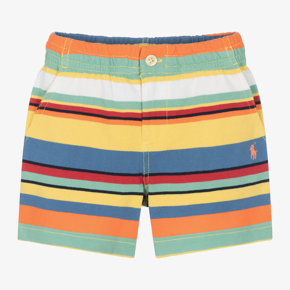 Ralph Lauren - Boys Yellow Striped Cotton Shorts | Childrensalon
