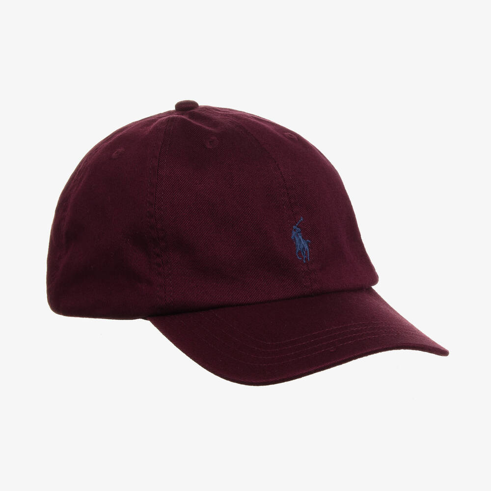 Ralph Lauren - Burgundy Red Cotton Pony Logo Cap | Childrensalon