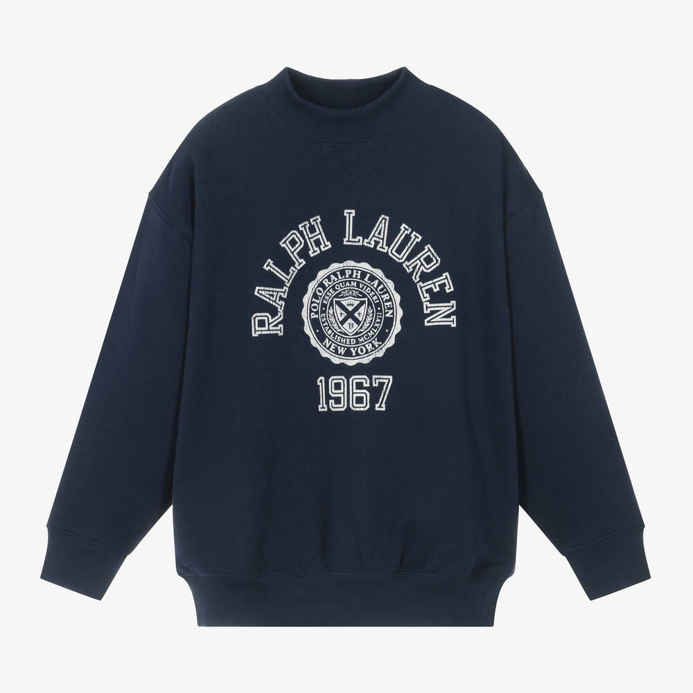 Ralph Lauren - Синий хлопковый свитшот 1967 Varsity для девочек | Childrensalon