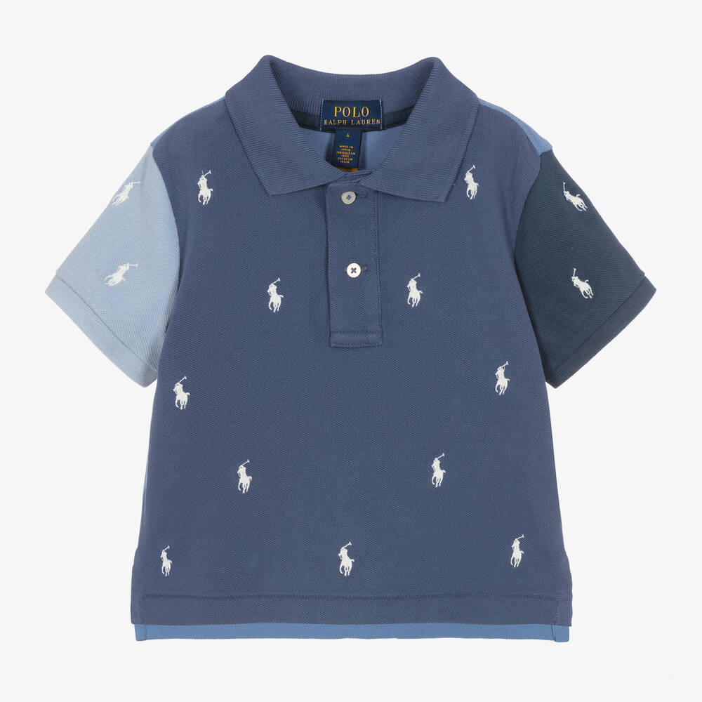 Ralph Lauren -  قميص بولو قطن لون أزرق للبنات | Childrensalon