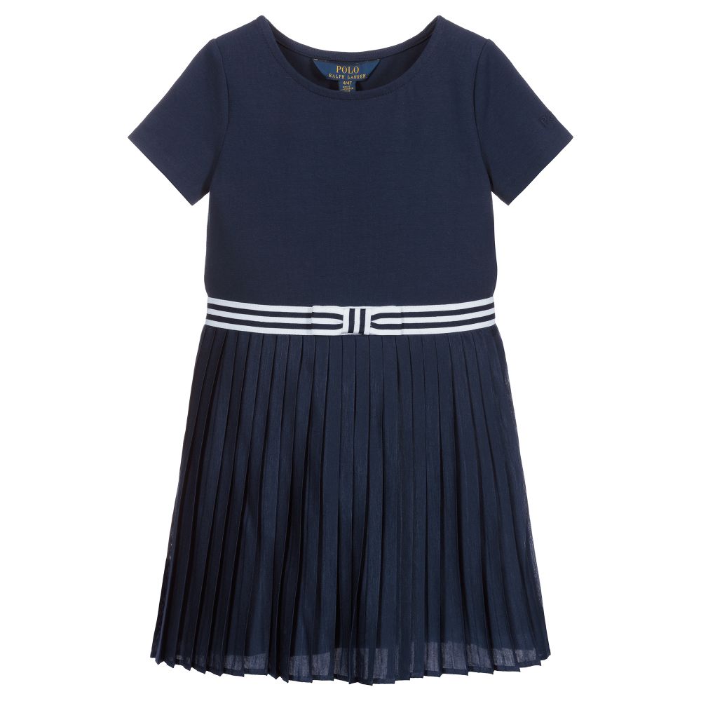 Polo Ralph Lauren Babies' Girls Blue Pleated Dress