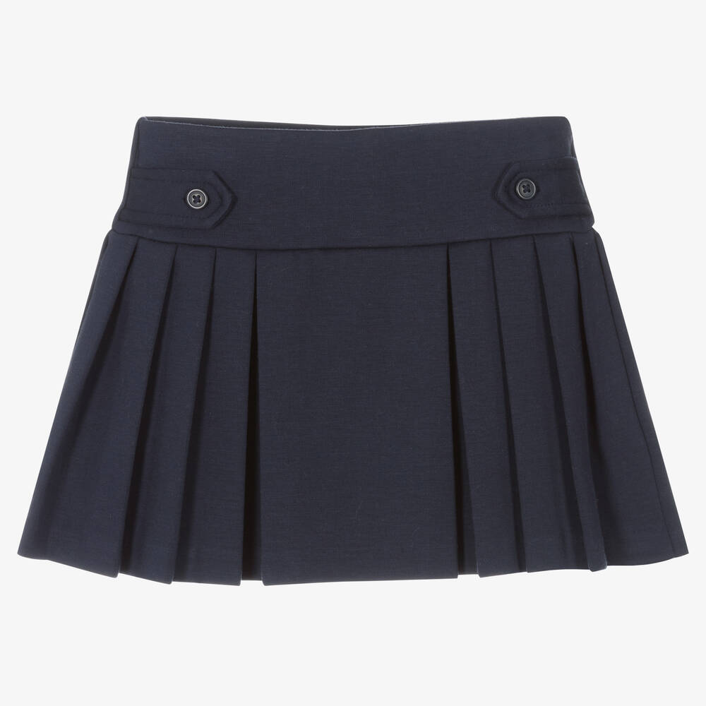 Ralph Lauren - Girls Blue Pleated Jersey Skort | Childrensalon