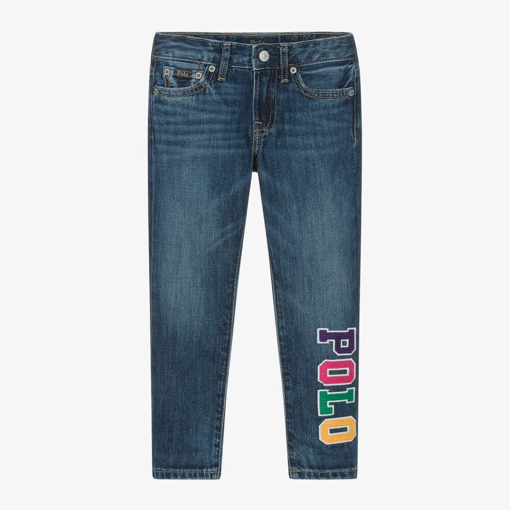 Ralph Lauren - Girls Blue Slim Boyfriend Denim Jeans | Childrensalon