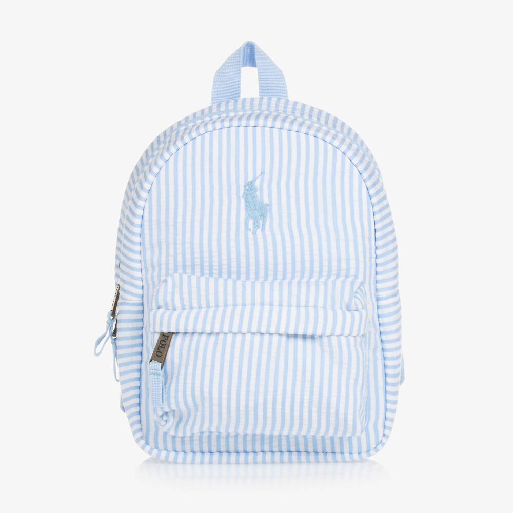 Ralph Lauren - حقيبة ظهر قطن مقلمة لون أزرق (29 سم) | Childrensalon