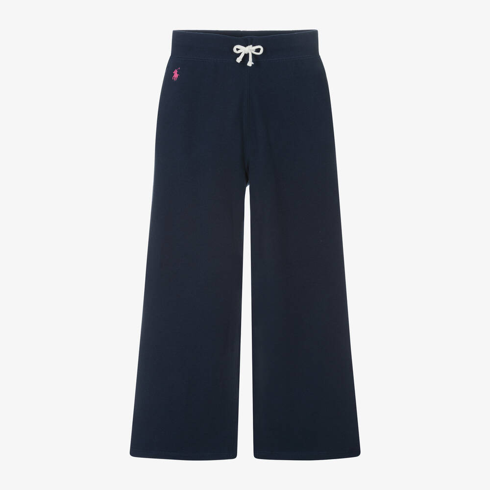 Ralph Lauren - Girls Blue Wide Leg Joggers | Childrensalon