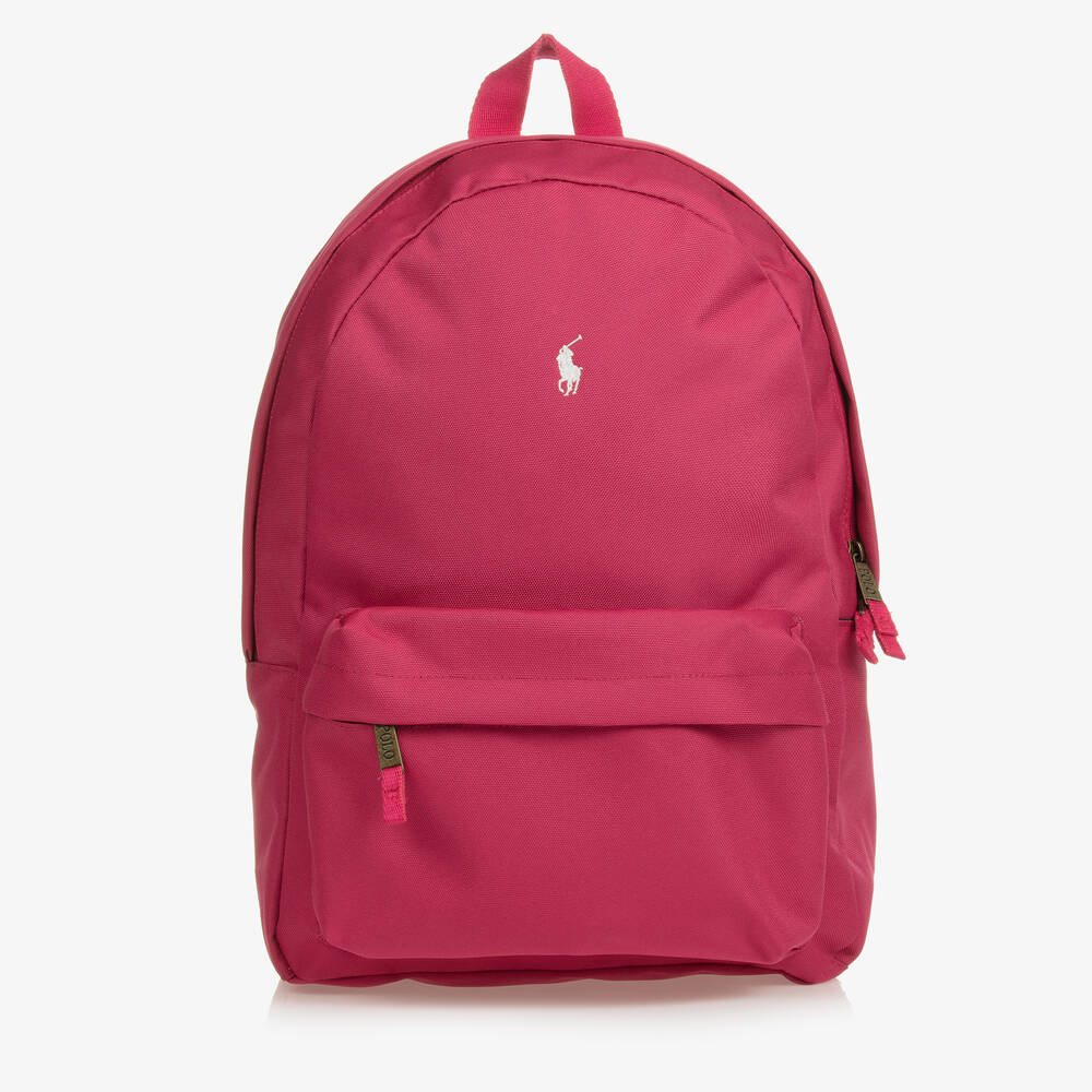 Ralph Lauren - Girls Fuchsia Pink Canvas Backpack (44cm) | Childrensalon