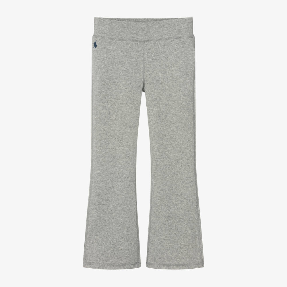 Ralph Lauren - Girls Grey Cotton Flared Leggings | Childrensalon