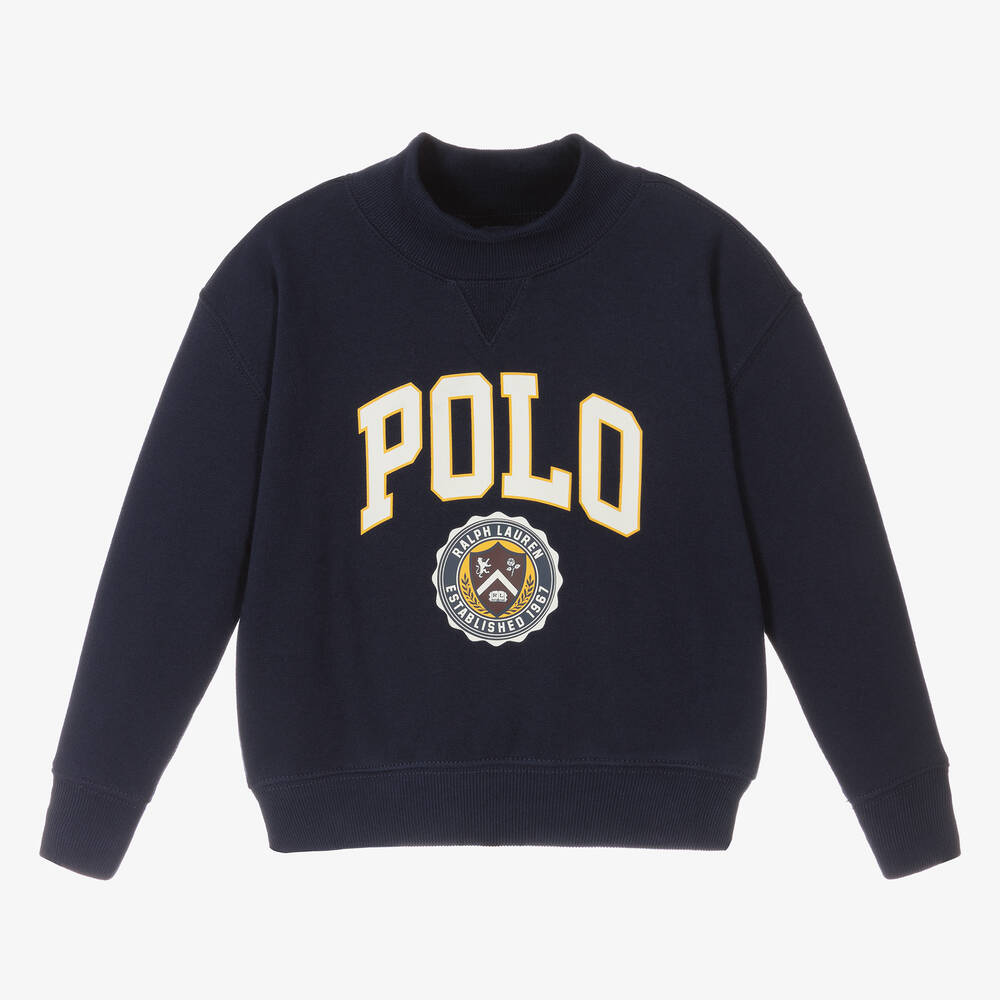 Ralph Lauren Kids' Girls Navy Blue Cotton Polo Sweatshirt