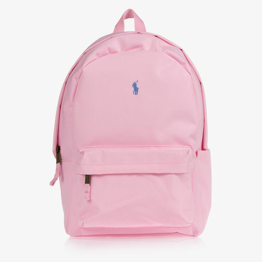 Ralph Lauren - Girls Pale Pink Canvas Backpack (44cm) | Childrensalon