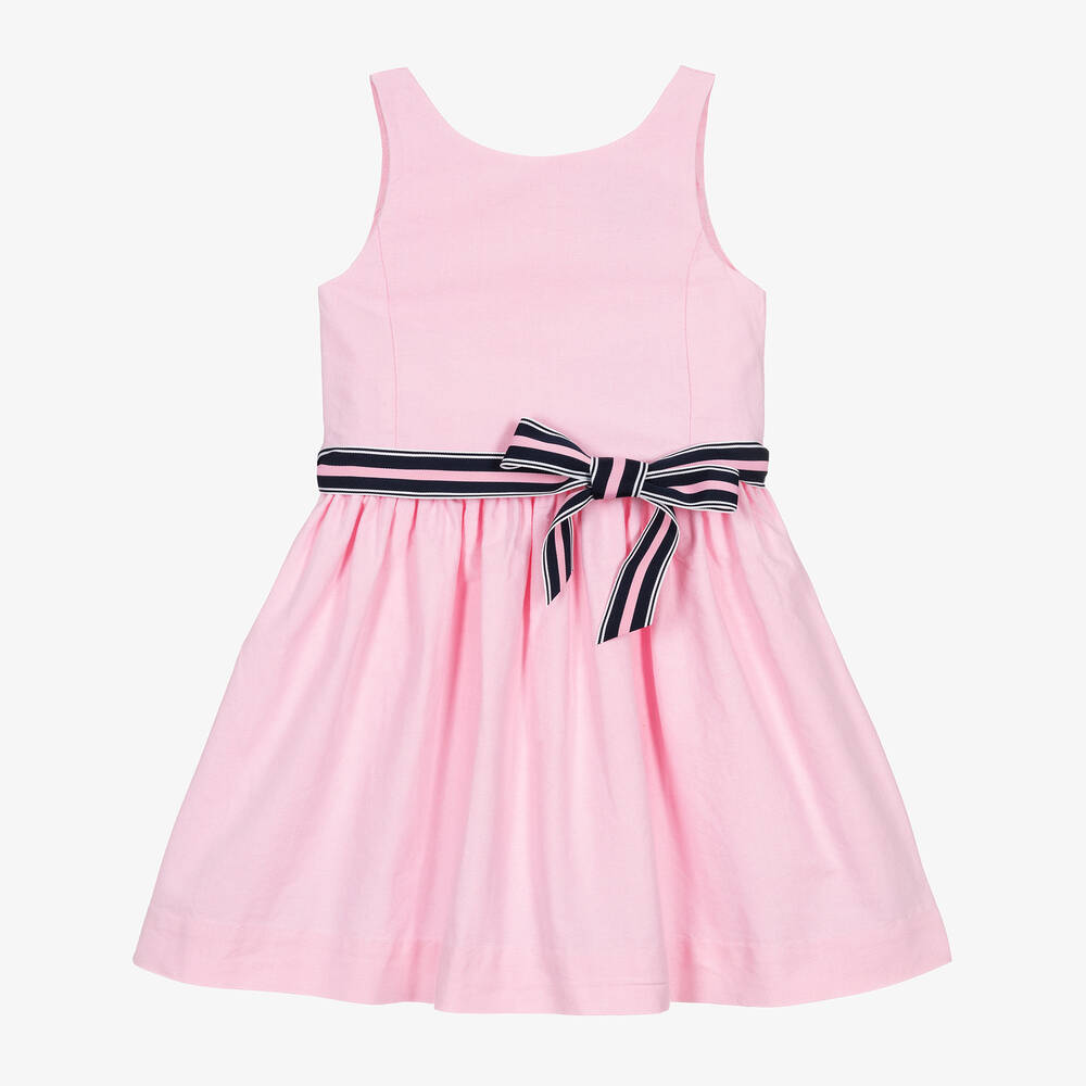 Ralph Lauren - فستان قطن محبوك لون زهري فاتح | Childrensalon