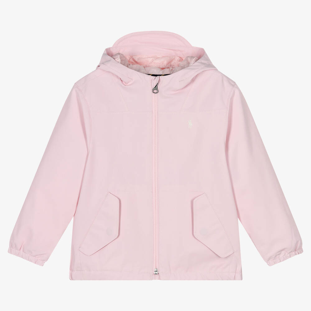 Ralph Lauren - Girls Pale Pink P-Layer 1 Hooded Jacket | Childrensalon