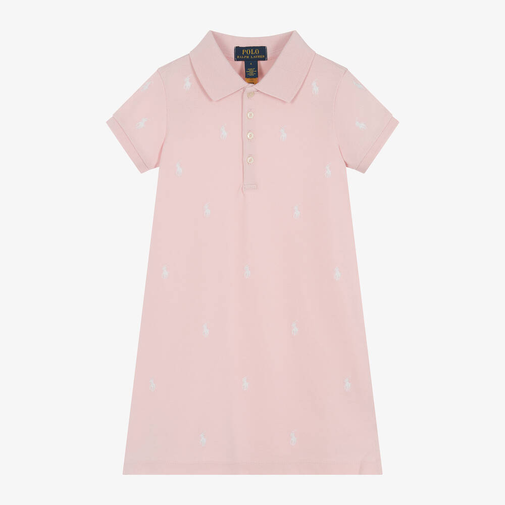 Ralph Lauren Babies' Girls Pink Cotton Piqué Polo Dress