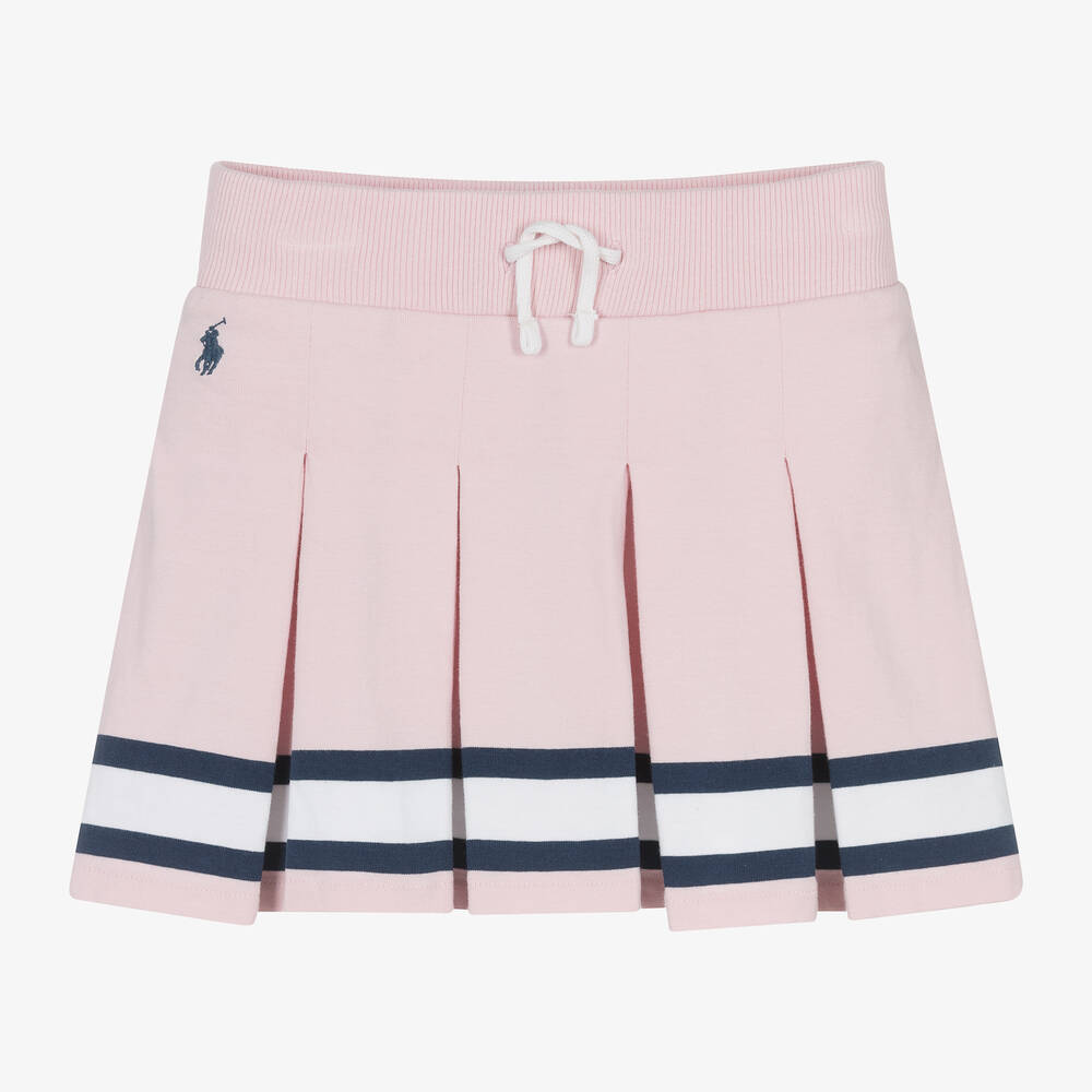 Ralph Lauren - Girls Pink Cotton Pleated Skort | Childrensalon